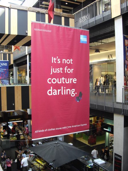 atrium banner advertising in shopping centre