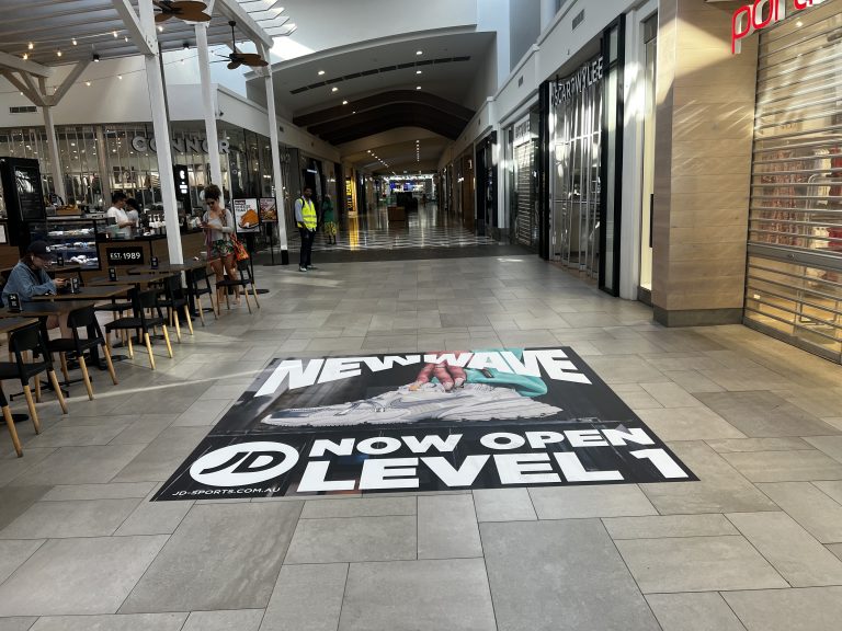 floor decal advertising for JD Sports